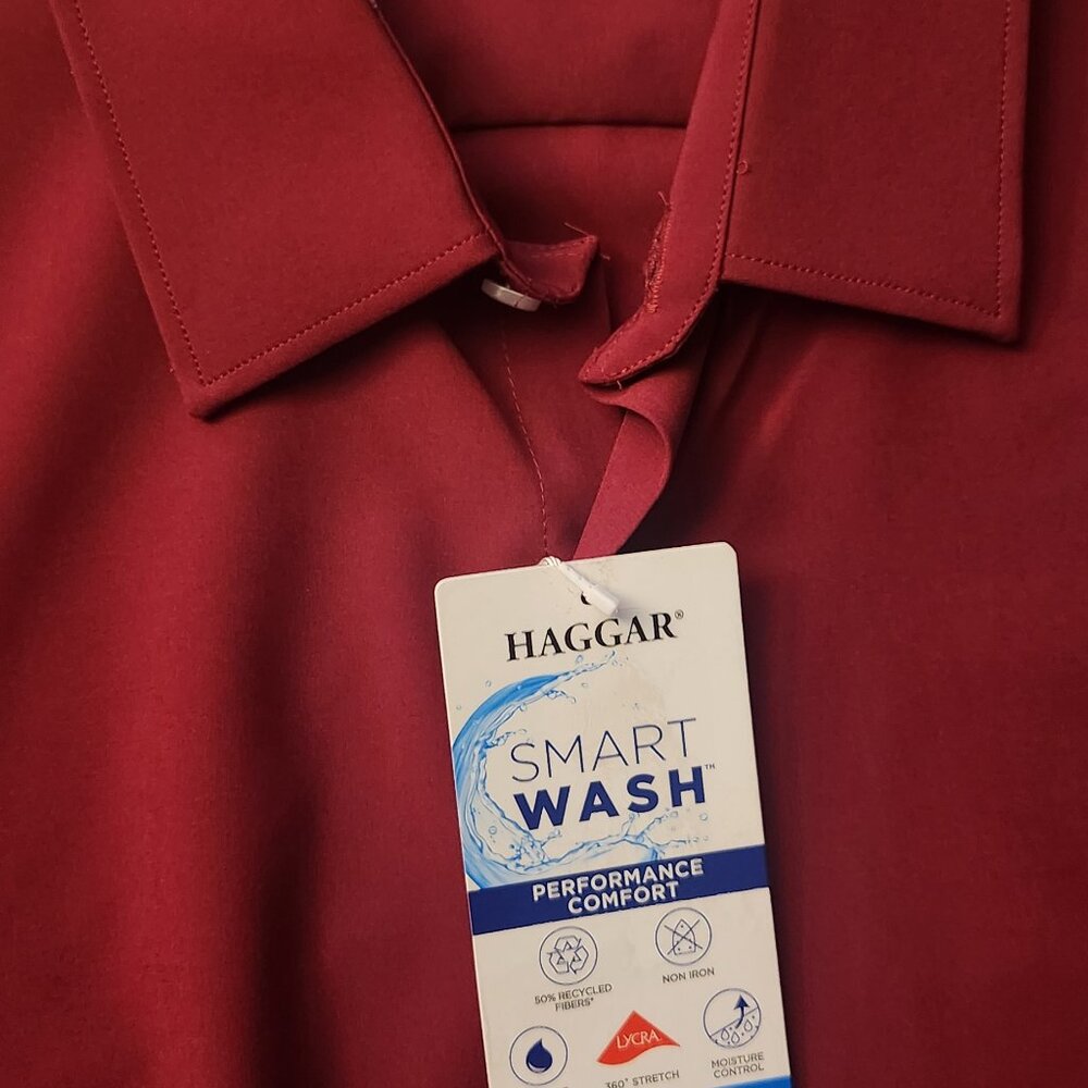 Rich Red Haggar Slim Fit Smart wash Button down - Picture 10 of 10
